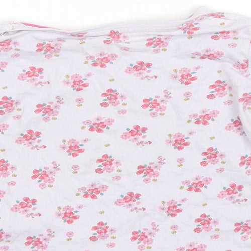 Primark Baby Purple Floral Cotton Basic T-Shirt Size 18-24 Months Round Neck