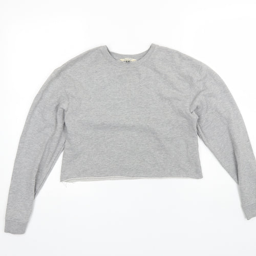 Miss Selfridge Womens Grey Round Neck  Polyester Pullover Jumper Size 6   - Cropped