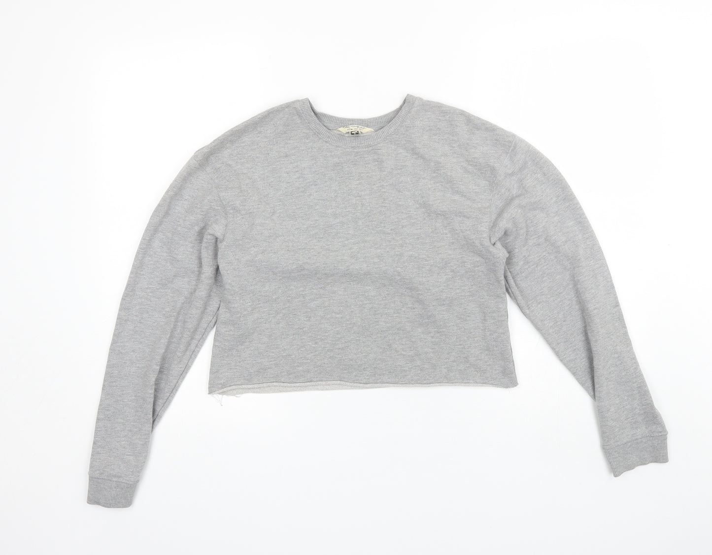 Miss Selfridge Womens Grey Round Neck  Polyester Pullover Jumper Size 6   - Cropped