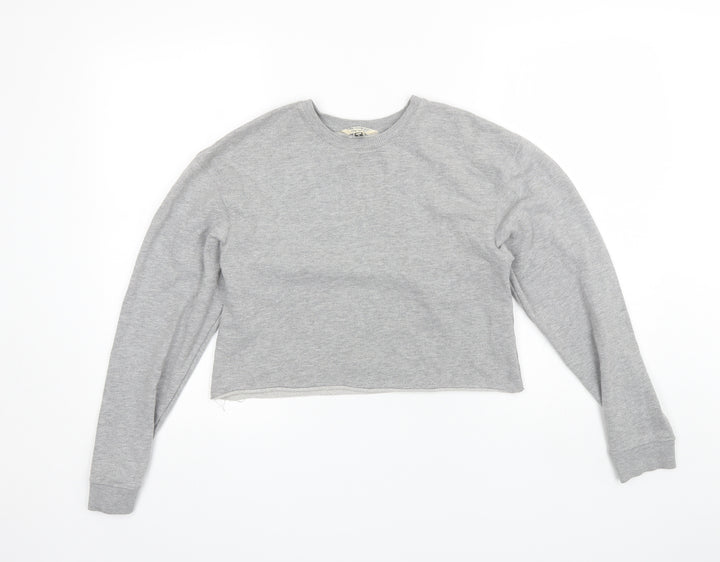 Miss Selfridge Womens Grey Round Neck  Polyester Pullover Jumper Size 6   - Cropped