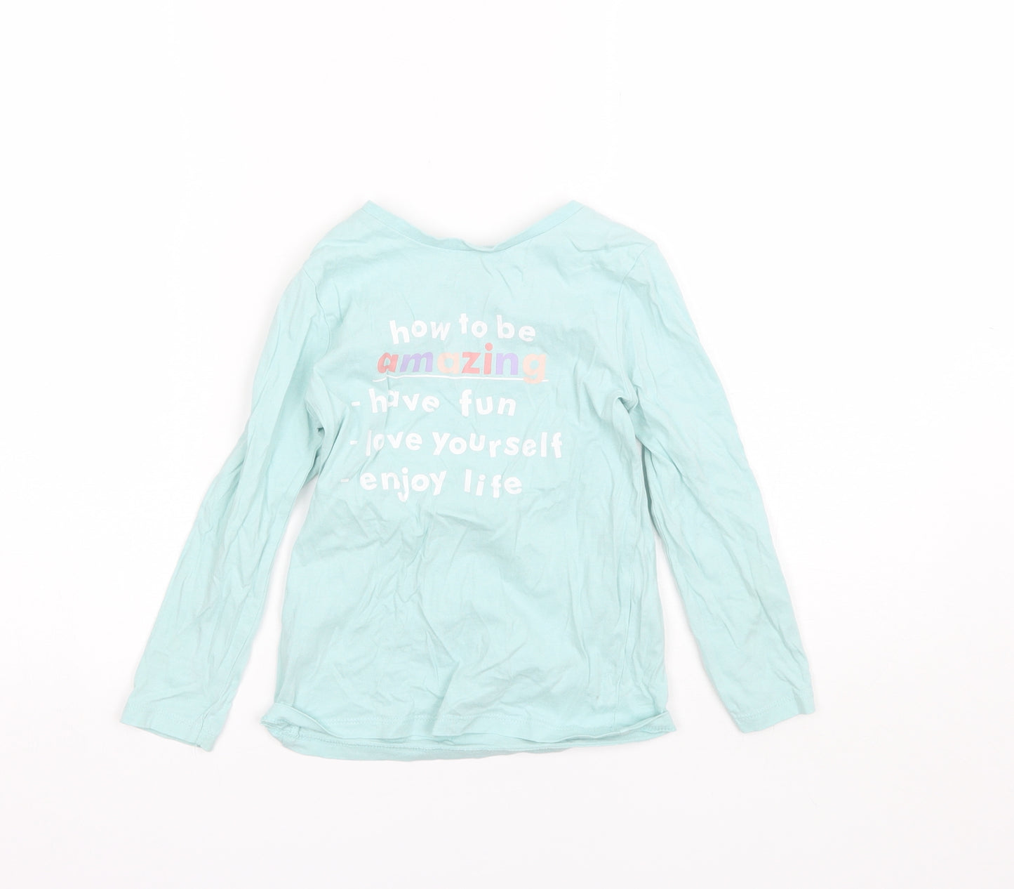 George Girls Blue  Cotton Basic T-Shirt Size 5-6 Years Round Neck