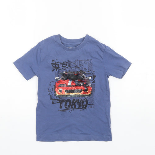 NEXT Boys Blue  Cotton Basic T-Shirt Size 3 Years Round Neck