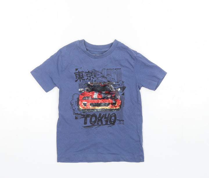 NEXT Boys Blue  Cotton Basic T-Shirt Size 3 Years Round Neck