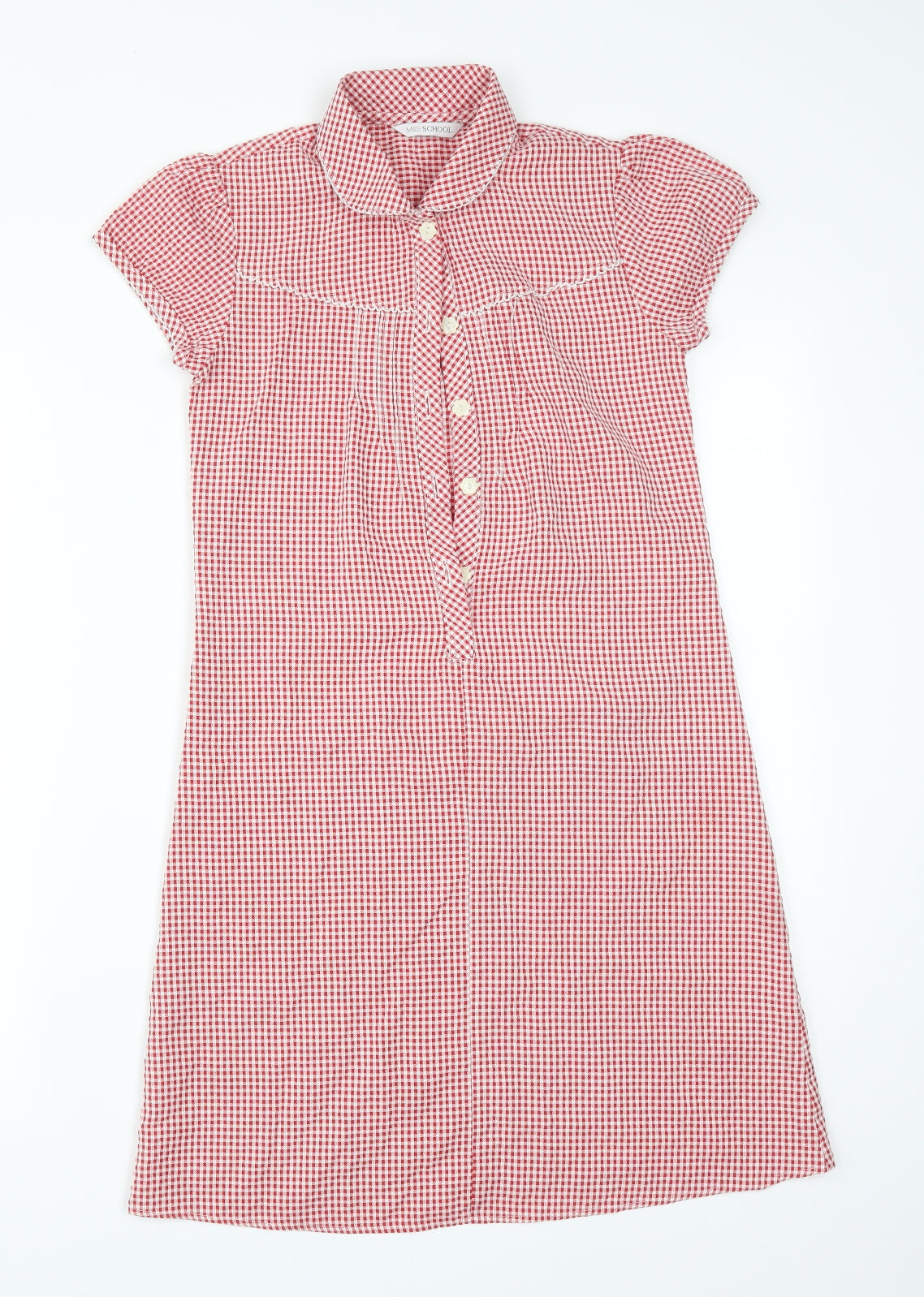 M&S Girls Multicoloured Check Viscose A-Line  Size 10-11 Years  Collared  - SCHOOL