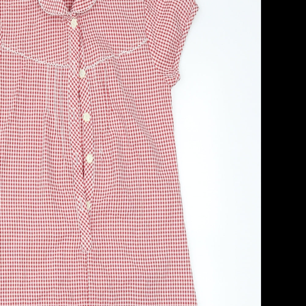 M&S Girls Multicoloured Check Viscose A-Line  Size 10-11 Years  Collared  - SCHOOL