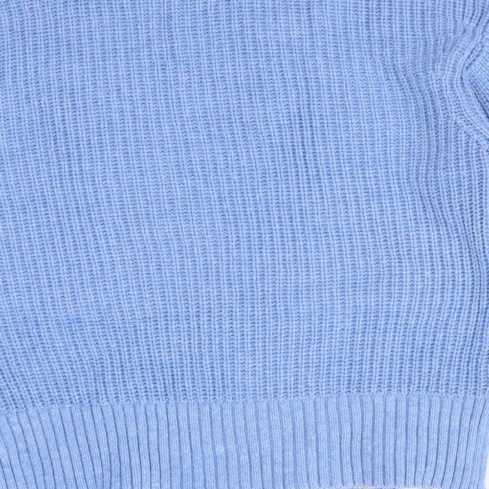 Selected Womens Blue Mock Neck  Cotton Pullover Jumper Size S