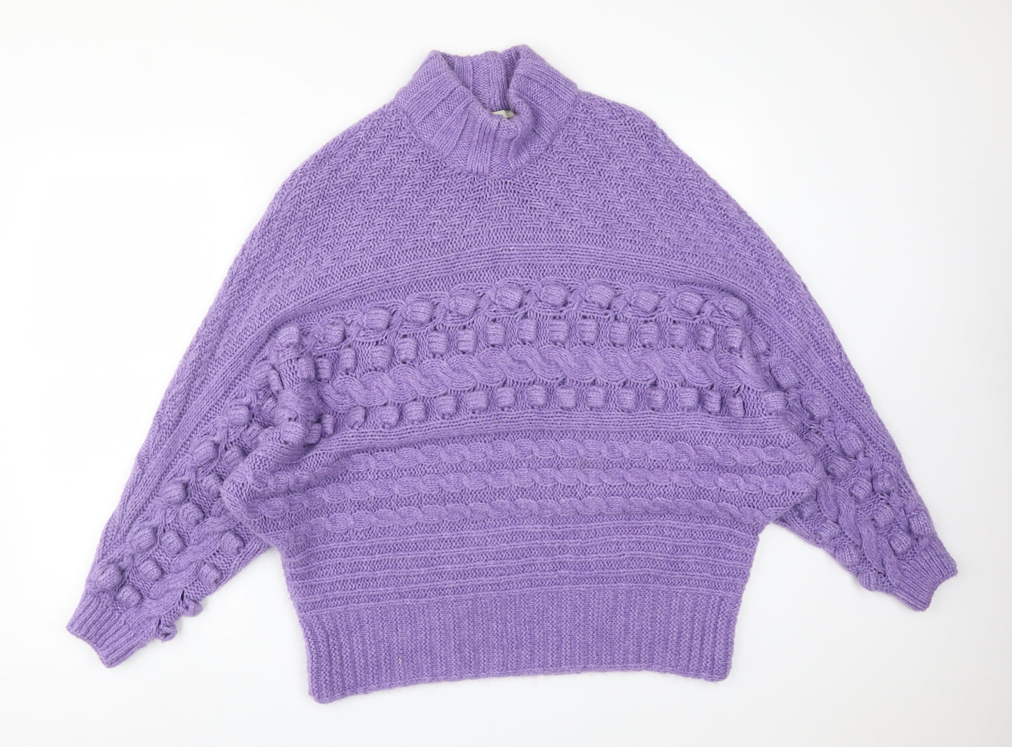 George Womens Purple High Neck Geometric Acrylic Pullover Jumper Size XL
