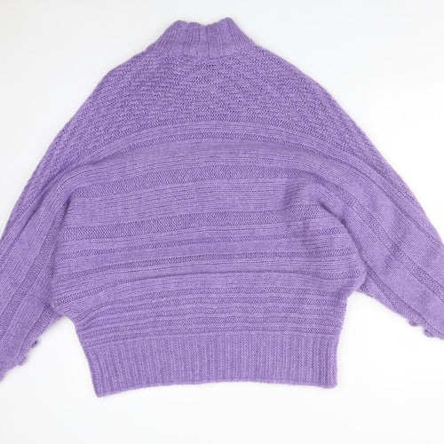 George Womens Purple High Neck Geometric Acrylic Pullover Jumper Size XL