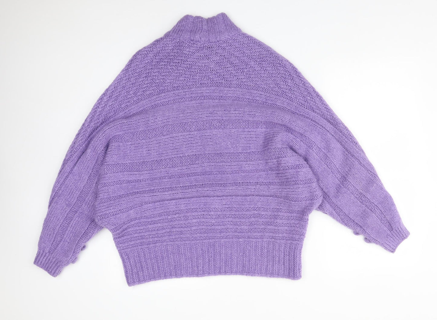 George Womens Purple High Neck Geometric Acrylic Pullover Jumper Size XL