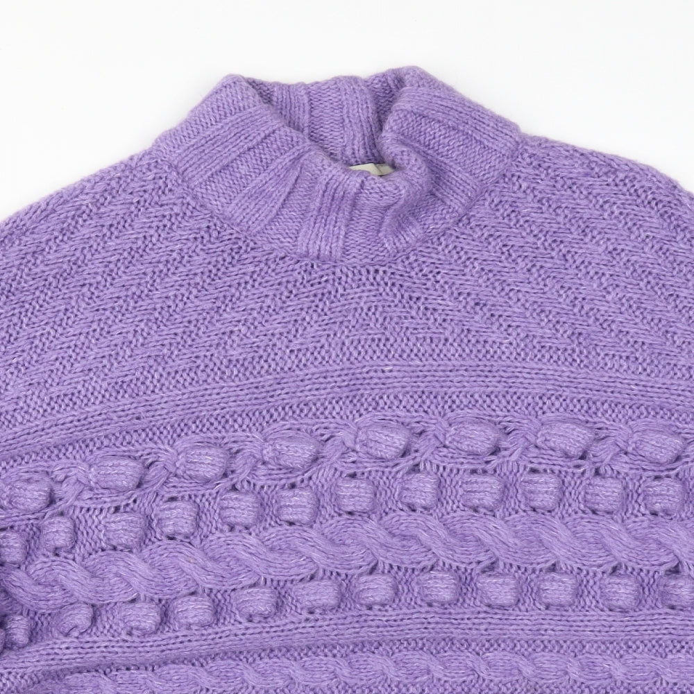 George Womens Purple High Neck Geometric Acrylic Pullover Jumper Size XL