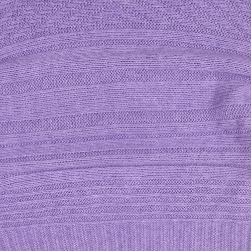 George Womens Purple High Neck Geometric Acrylic Pullover Jumper Size XL