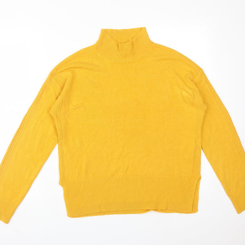NEXT Womens Yellow  Acrylic Basic T-Shirt Size S High Neck