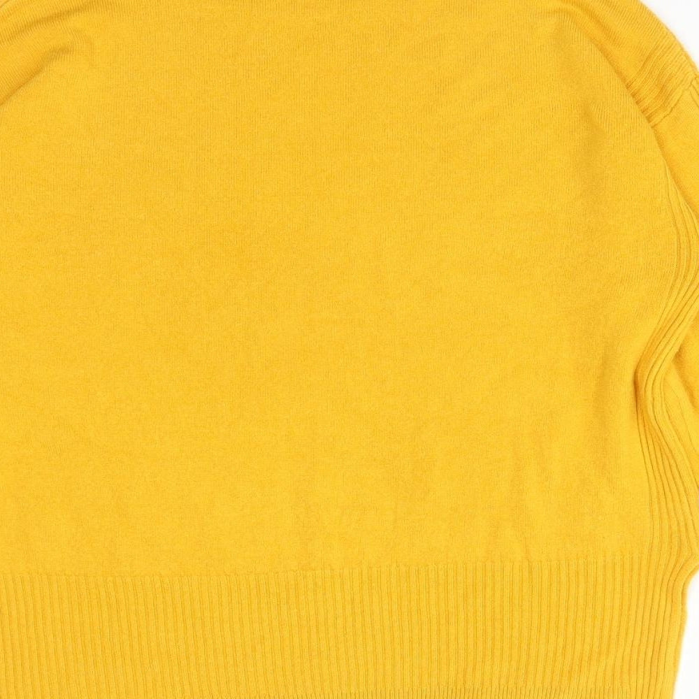 NEXT Womens Yellow  Acrylic Basic T-Shirt Size S High Neck