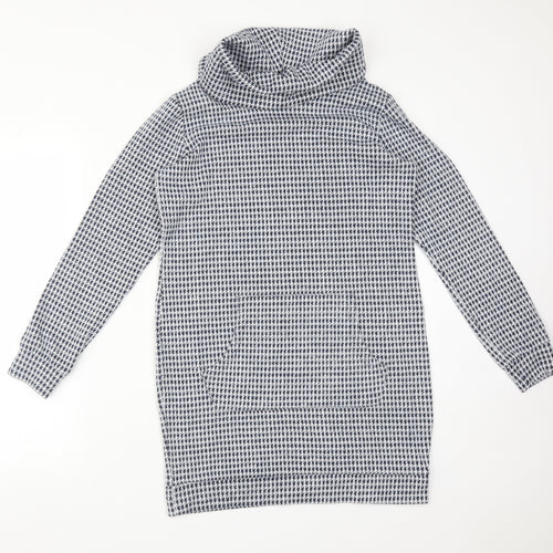 Select Womens Multicoloured Roll Neck Houndstooth Viscose Pullover Jumper Size 8