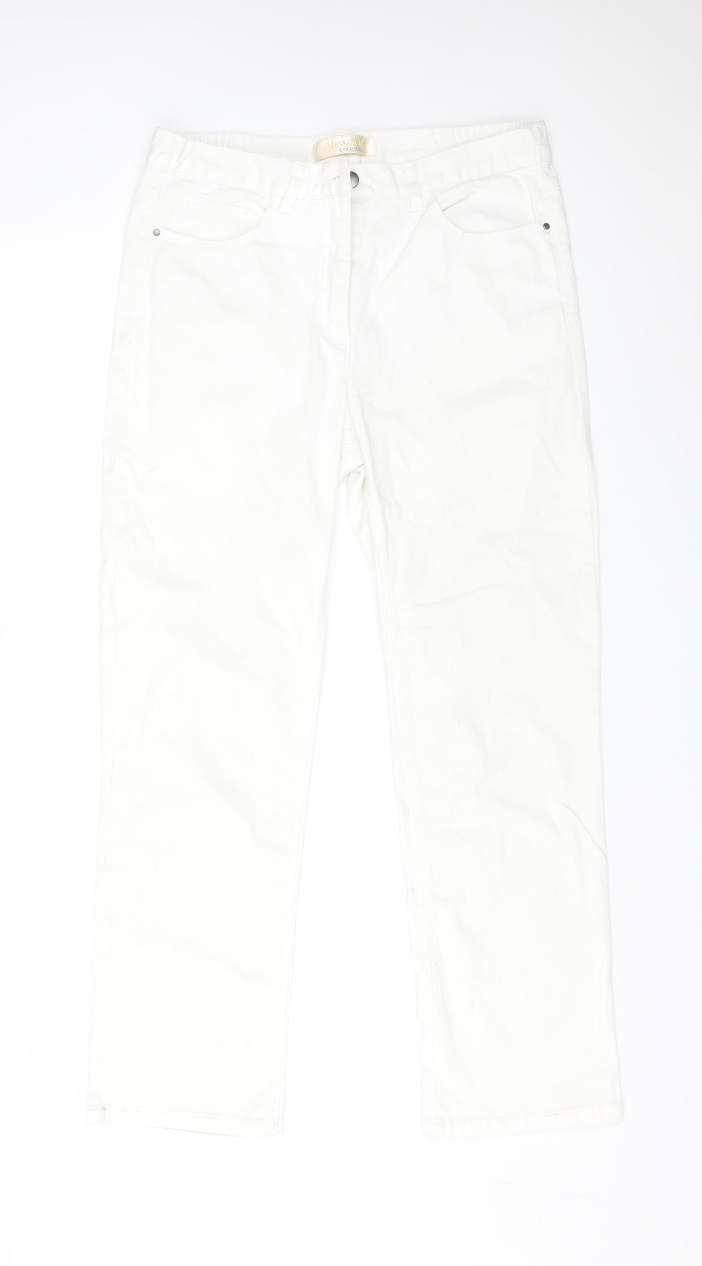 ALESSA W Womens White  Cotton Straight Jeans Size 14 L28 in Regular