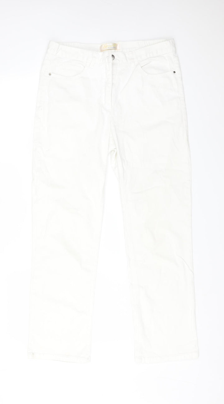 ALESSA W Womens White  Cotton Straight Jeans Size 14 L28 in Regular