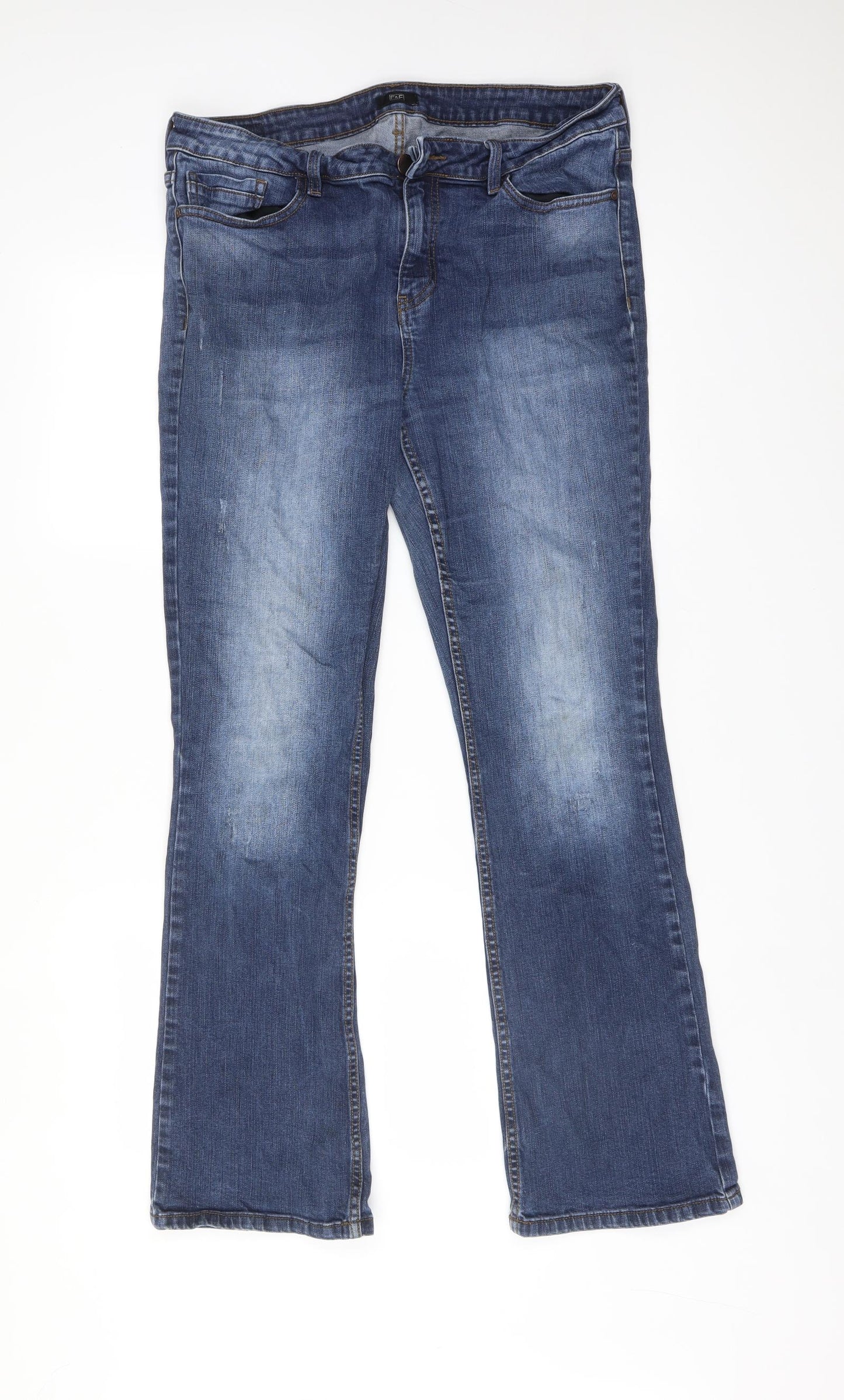 F&F Womens Blue  Cotton Bootcut Jeans Size 16 L30 in Regular