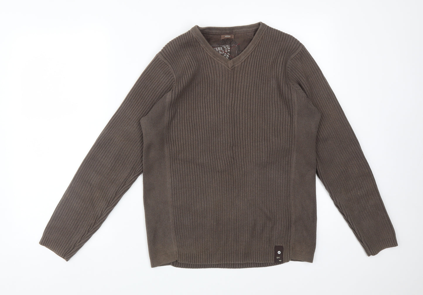 Preworn Mens Brown Striped Cotton Pullover Sweatshirt Size M
