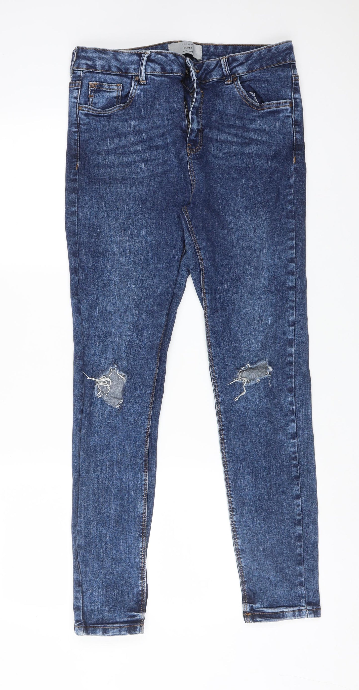 New Look Womens Blue  Cotton Skinny Jeans Size 14 L29 in Regular