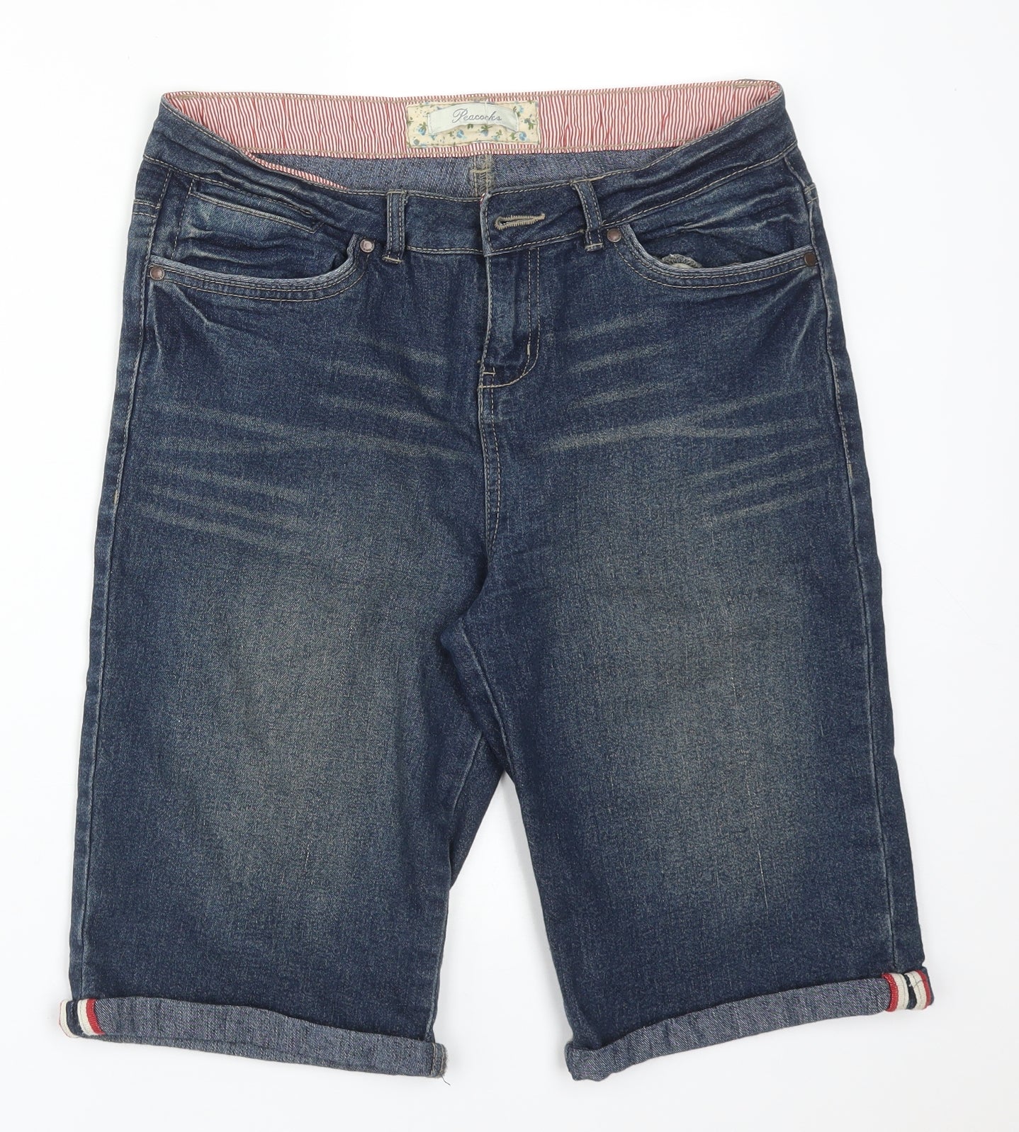 Peacocks Womens Blue  Cotton  Shorts Size 12 L11 in Regular