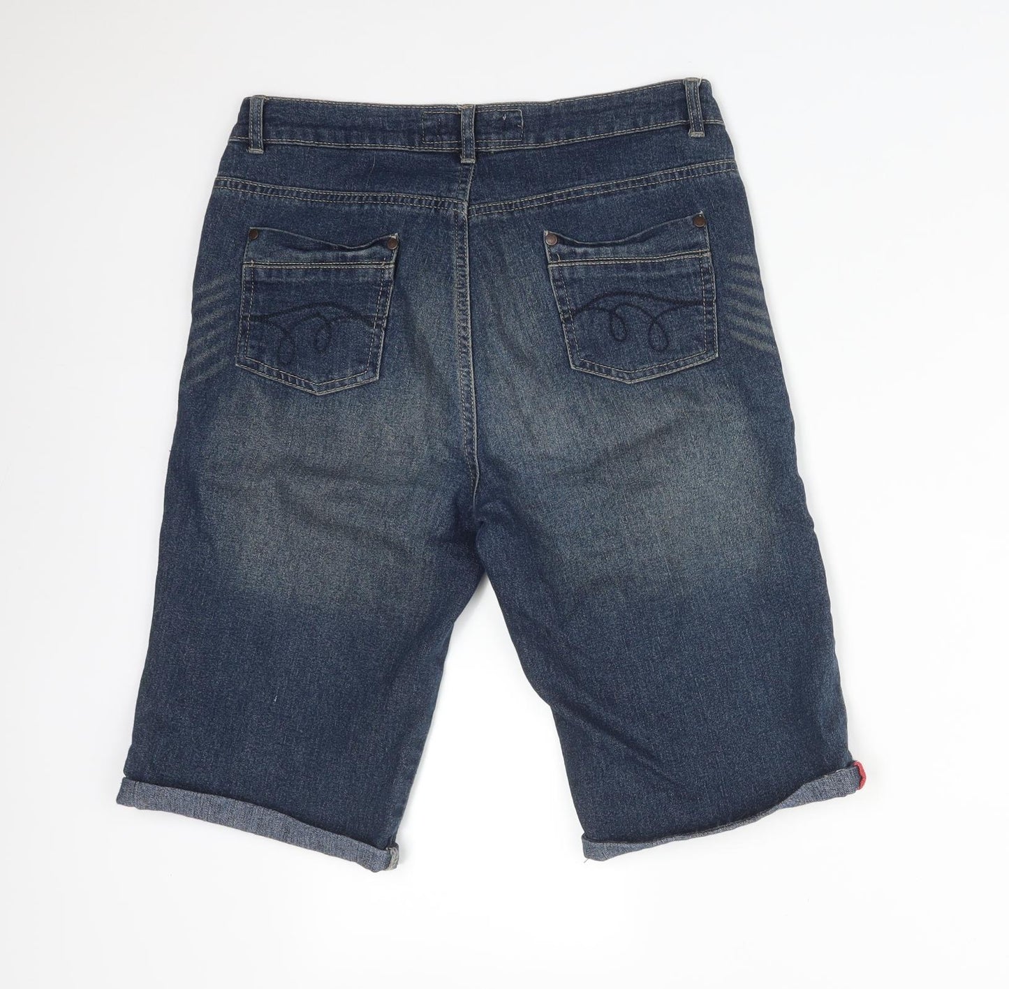 Peacocks Womens Blue  Cotton  Shorts Size 12 L11 in Regular