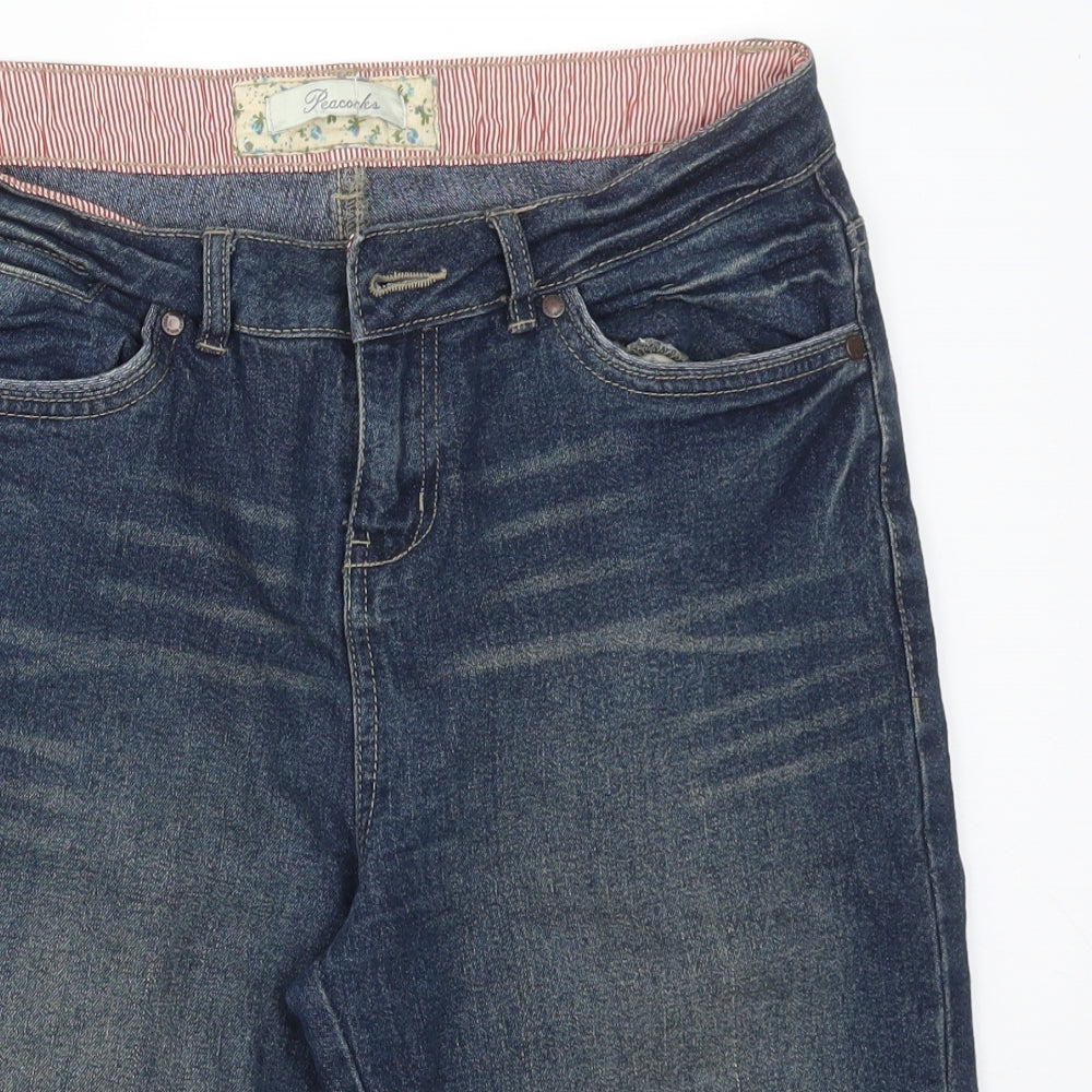 Peacocks Womens Blue  Cotton  Shorts Size 12 L11 in Regular