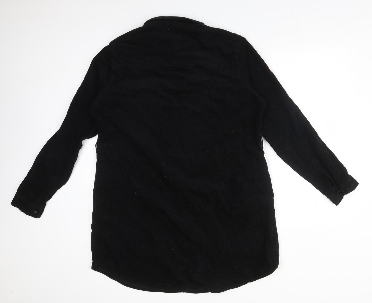 New Look Womens Black  Cotton Basic Button-Up Size 16 Collared
