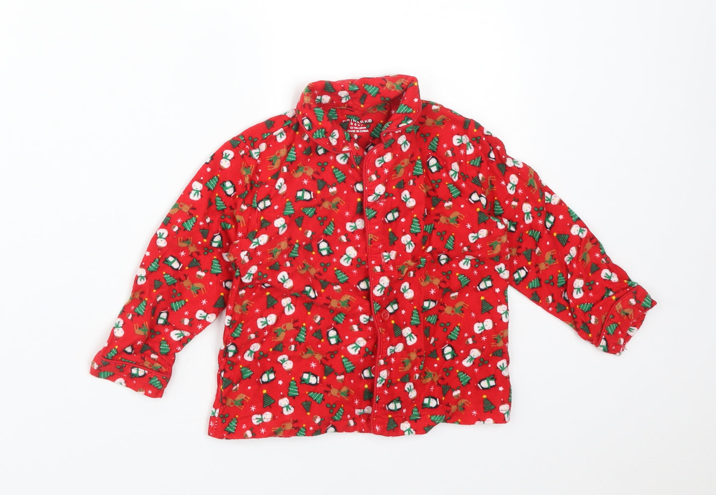 Primark Baby Red Solid Cotton  Pyjama Top Size 12-18 Months   - CHRISTMAS