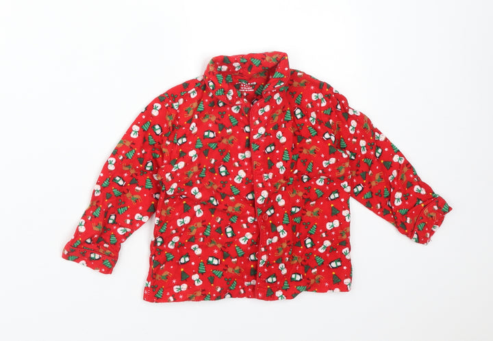 Primark Baby Red Solid Cotton Pyjama Top Size 12-18 Months - CHRISTMAS