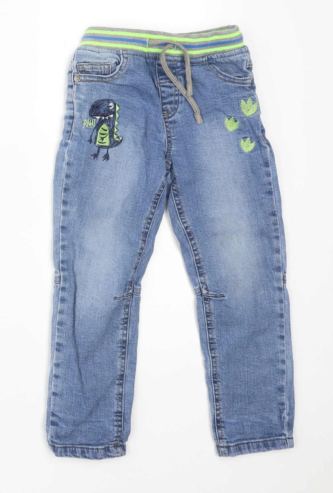 Blue Zoo Boys Blue  Cotton  Jeans Size 3-4 Years  Regular  - DINOSAURS
