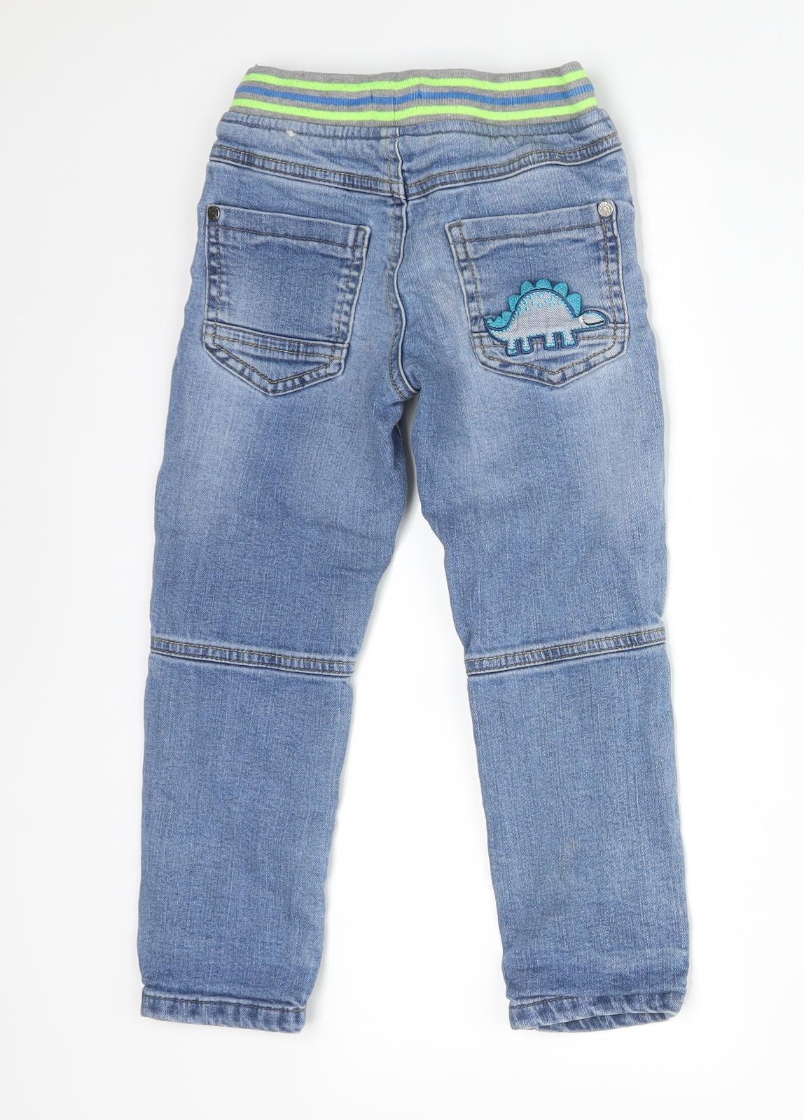 Blue Zoo Boys Blue  Cotton  Jeans Size 3-4 Years  Regular  - DINOSAURS