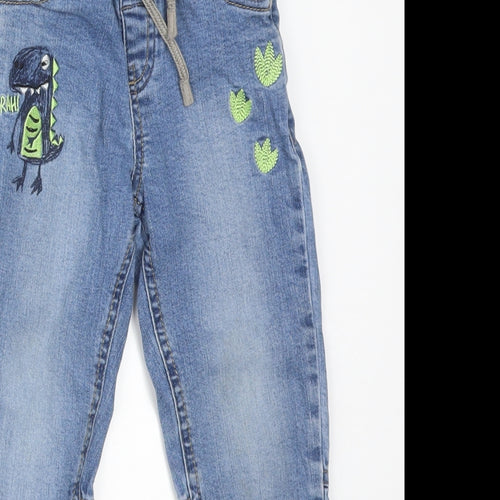 Blue Zoo Boys Blue  Cotton  Jeans Size 3-4 Years  Regular  - DINOSAURS