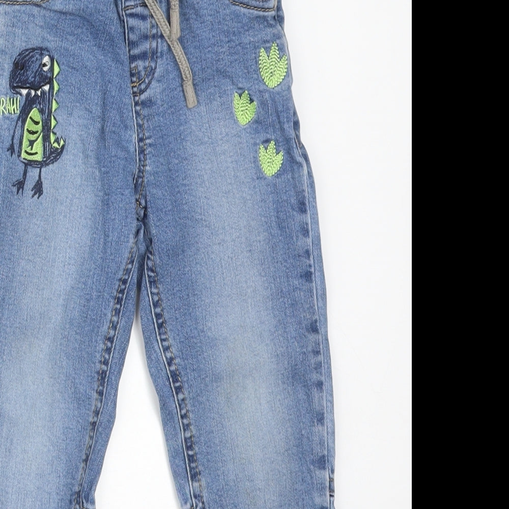 Blue Zoo Boys Blue  Cotton  Jeans Size 3-4 Years  Regular  - DINOSAURS