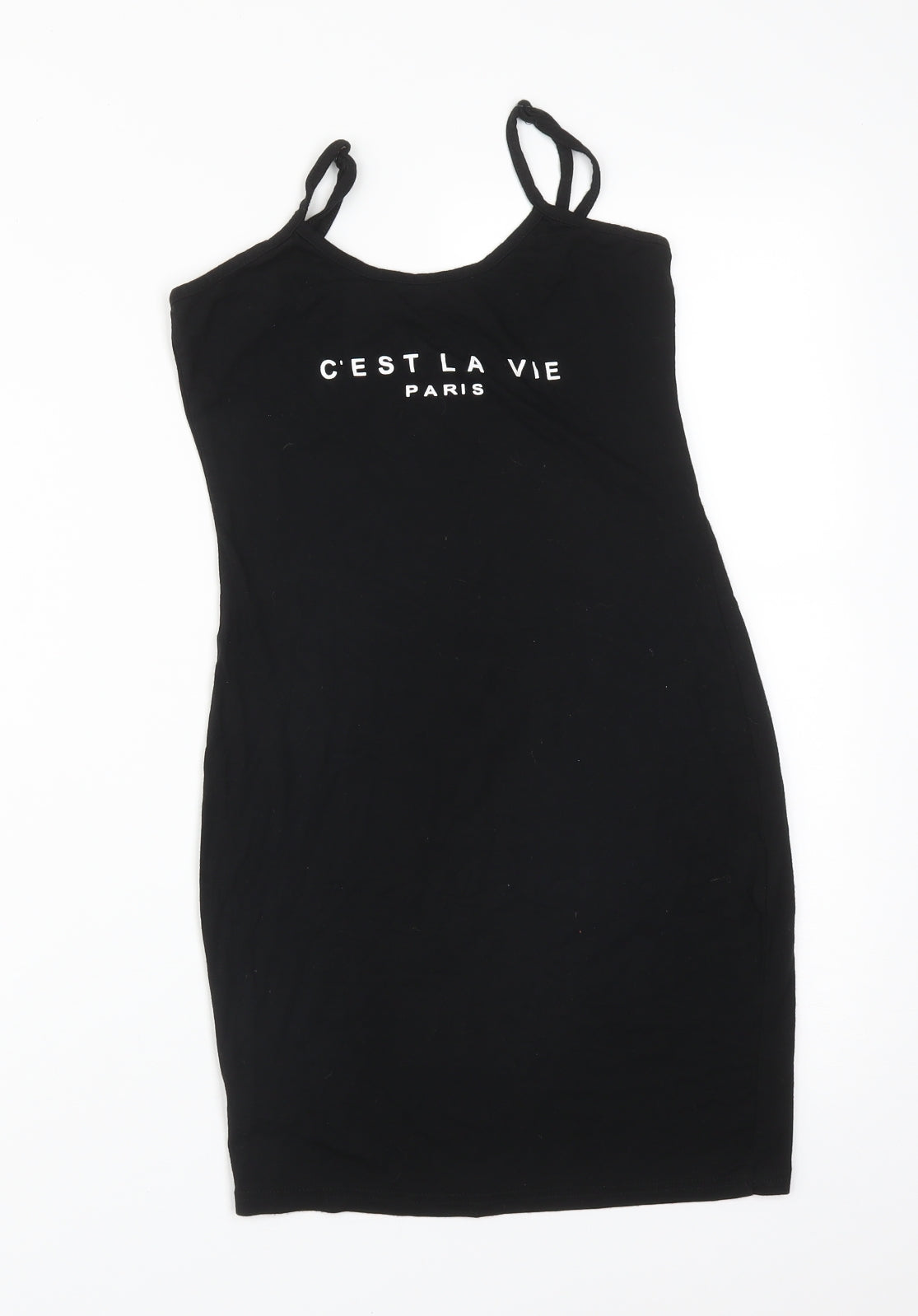 SheIn Womens Black  Cotton Camisole T-Shirt Size XS Round Neck - C'EST LA VIE PARIS