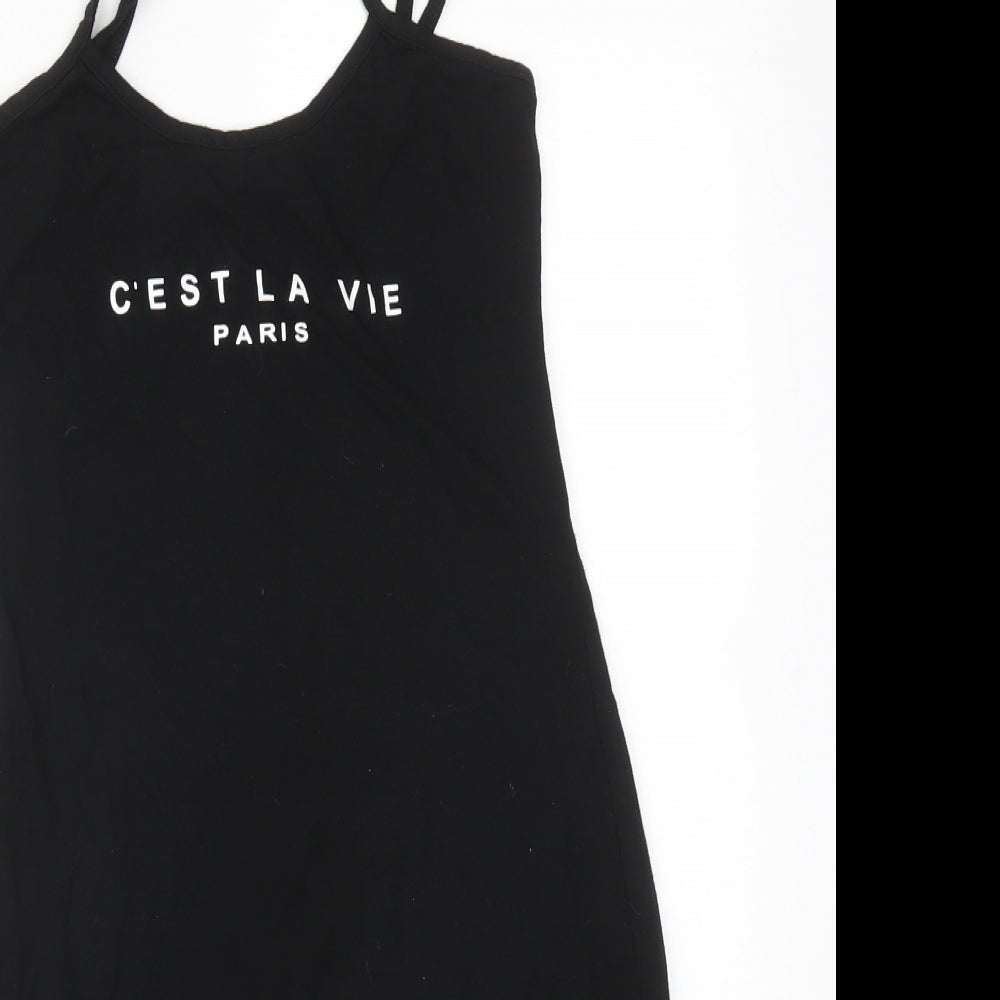 SheIn Womens Black  Cotton Camisole T-Shirt Size XS Round Neck - C'EST LA VIE PARIS