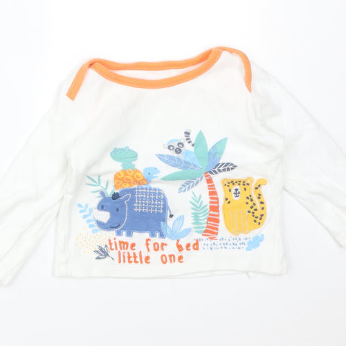 Nutmeg Baby White Animal Print Cotton  Pyjama Top Size 9-12 Months   - TIME FOR BED LITTLE ONE.