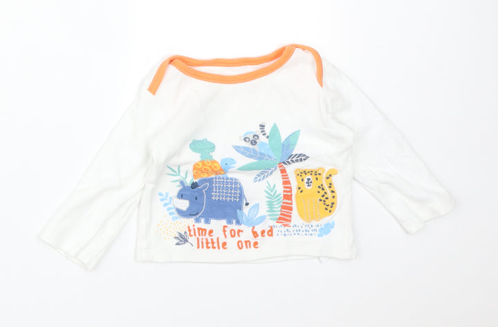 Nutmeg Baby White Animal Print Cotton Pyjama Top Size 9-12 Months - TIME FOR BED LITTLE ONE.