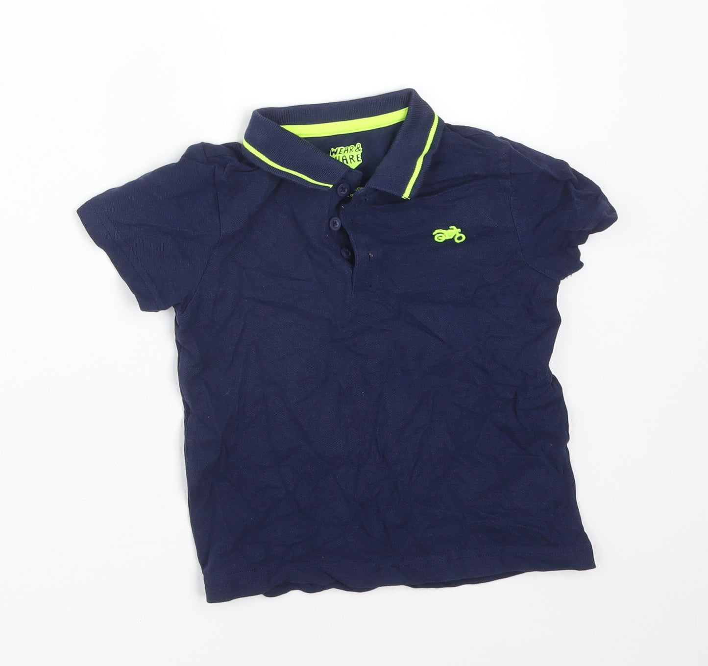 F&F Boys Blue  Cotton Basic Polo Size 2-3 Years Collared