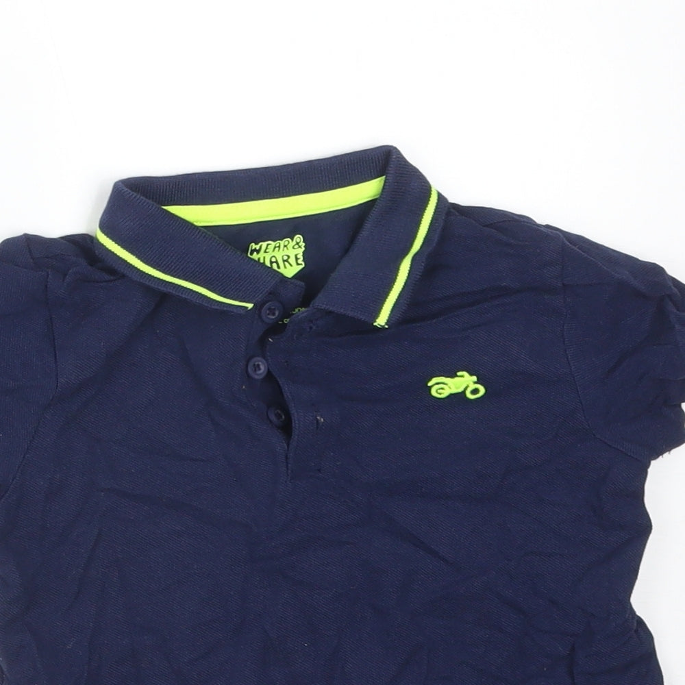 F&F Boys Blue  Cotton Basic Polo Size 2-3 Years Collared