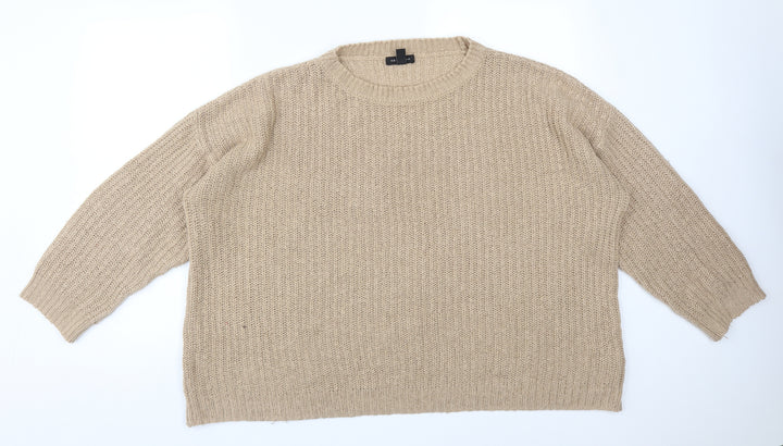 New Look Womens Beige  Acrylic Pullover Sweatshirt Size L