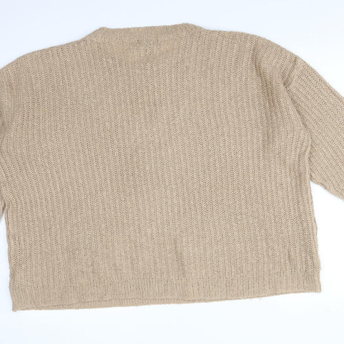 New Look Womens Beige  Acrylic Pullover Sweatshirt Size L
