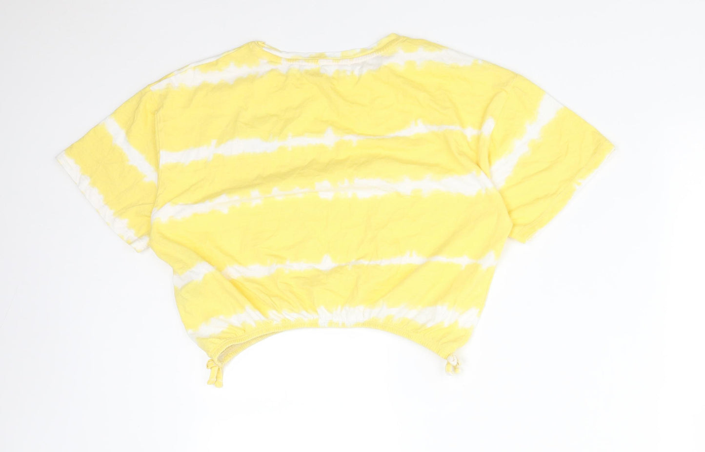 Primark Girls Yellow Striped Cotton Basic T-Shirt Size 9-10 Years Round Neck  - SUNSHINE