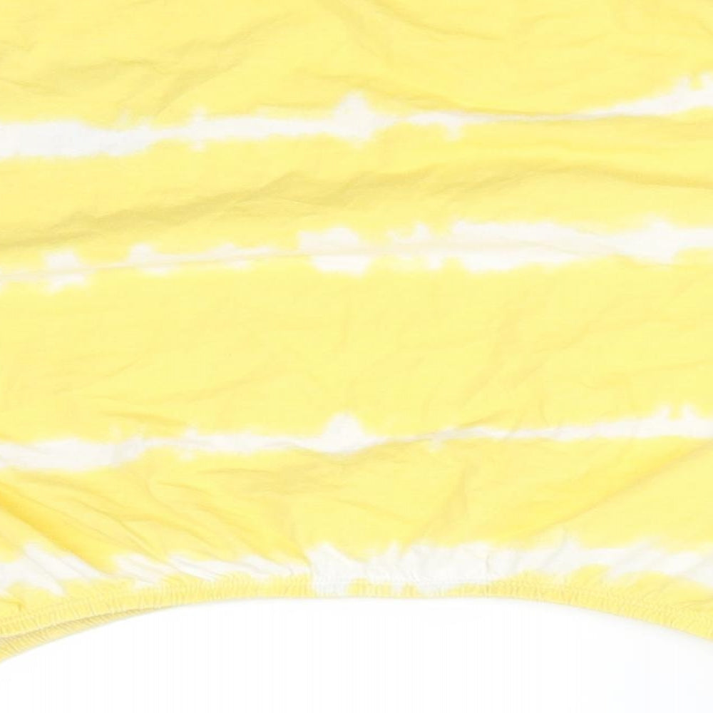 Primark Girls Yellow Striped Cotton Basic T-Shirt Size 9-10 Years Round Neck  - SUNSHINE