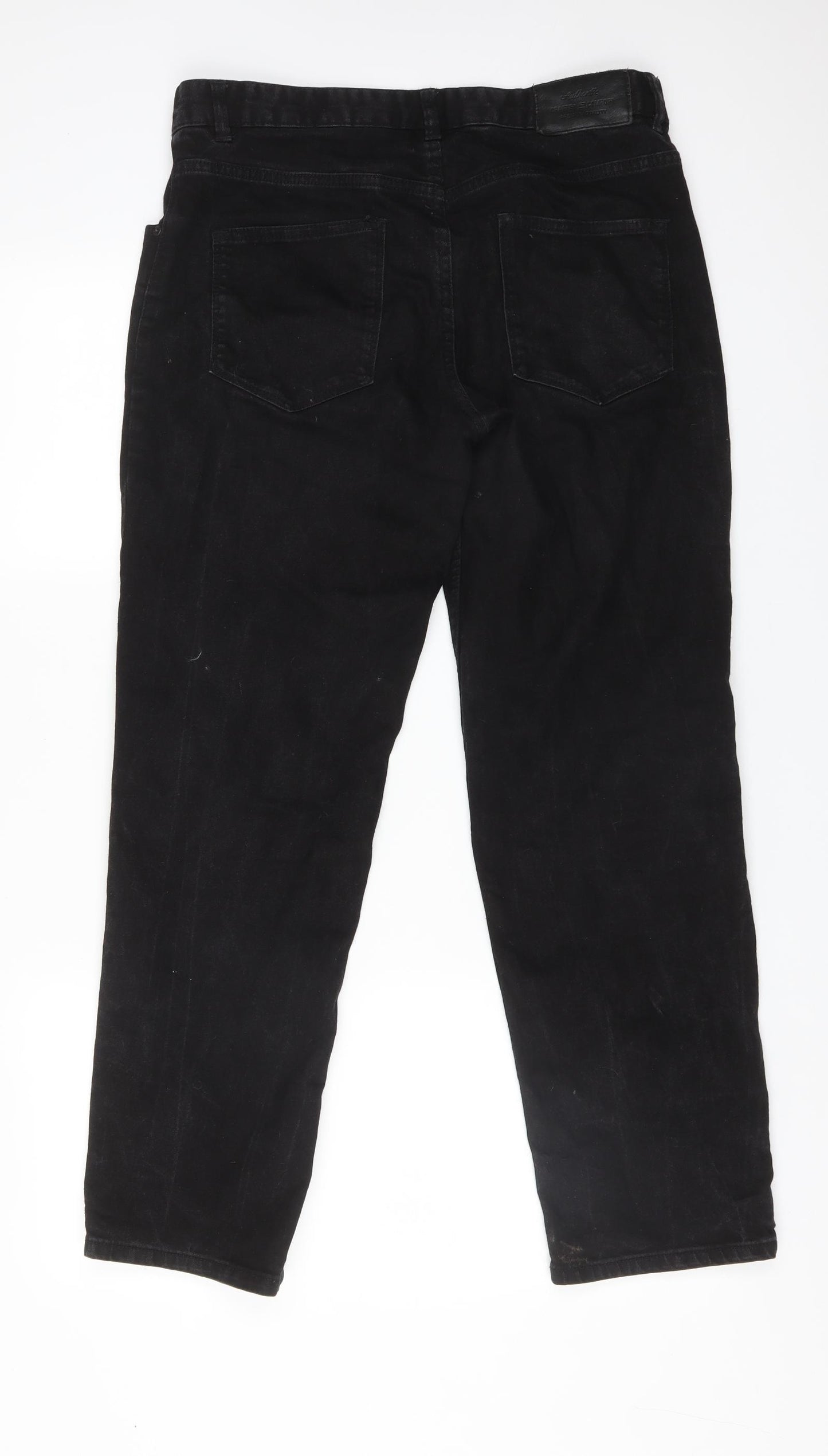 TU Mens Black  Cotton Straight Jeans Size 32 L30 in Regular