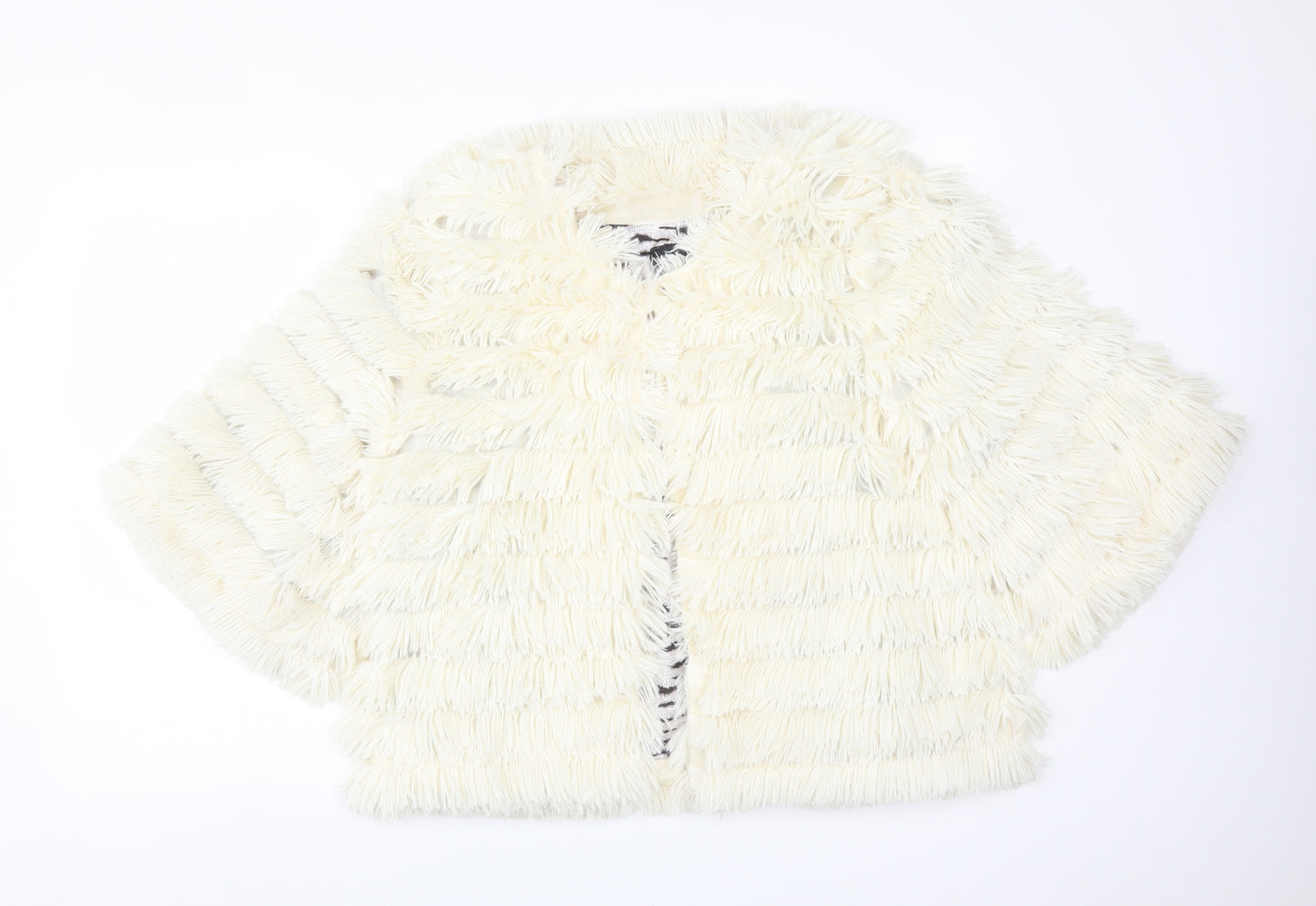 INDULGENCE Womens White Striped  Overcoat Poncho Size 16
