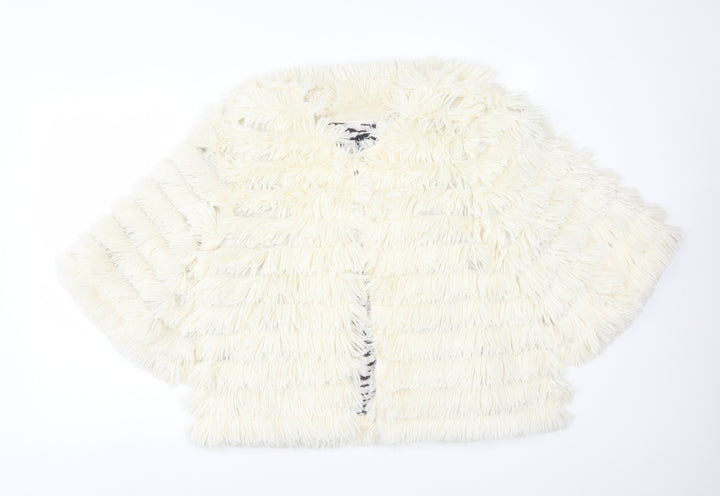 INDULGENCE Womens White Striped  Overcoat Poncho Size 16