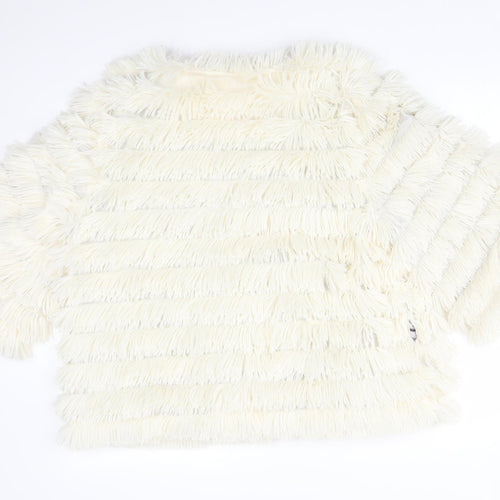 INDULGENCE Womens White Striped  Overcoat Poncho Size 16