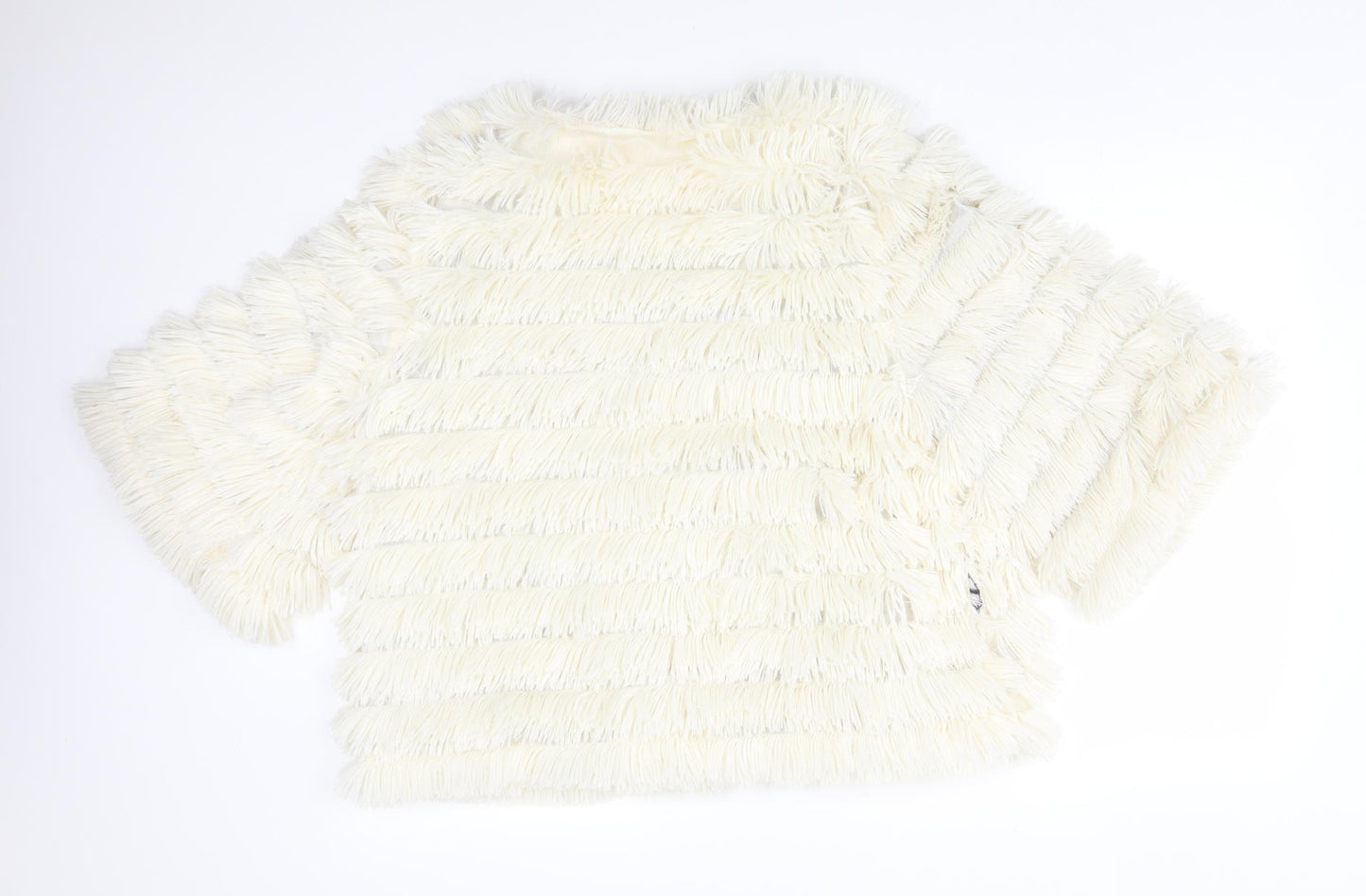 INDULGENCE Womens White Striped  Overcoat Poncho Size 16