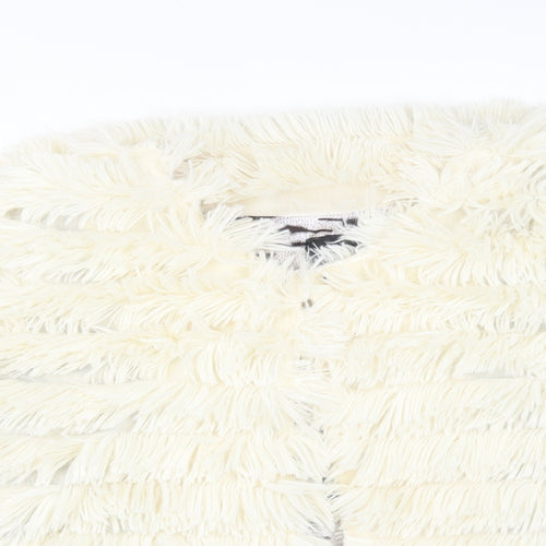 INDULGENCE Womens White Striped  Overcoat Poncho Size 16