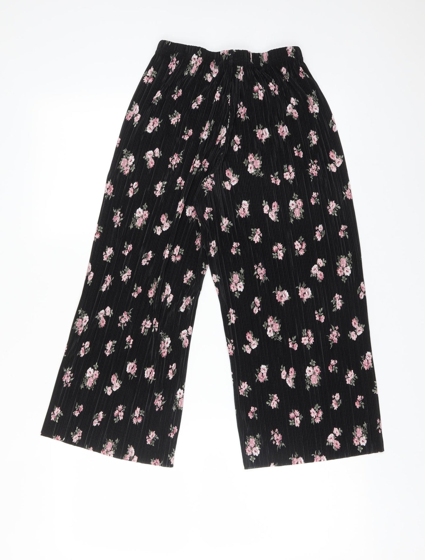New Look Womens Black Floral Polyester Trousers  Size 10 L21 in Regular
